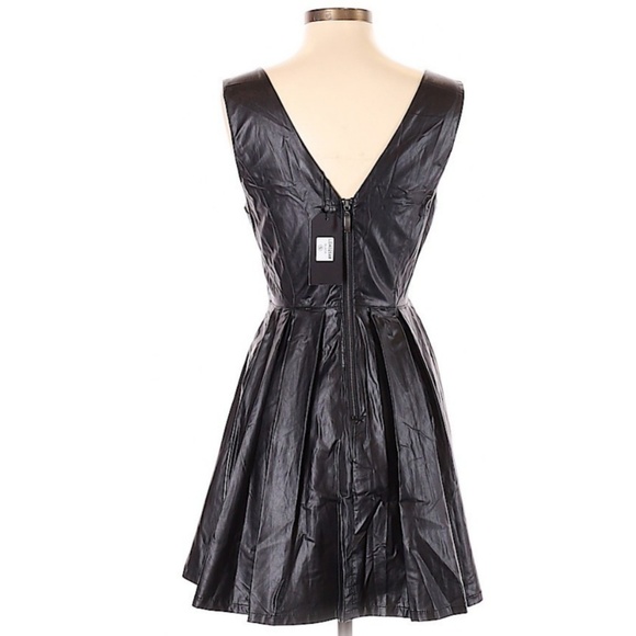 Very J - Black Faux Leather Fit & Flare Dress - Picture 3 of 4